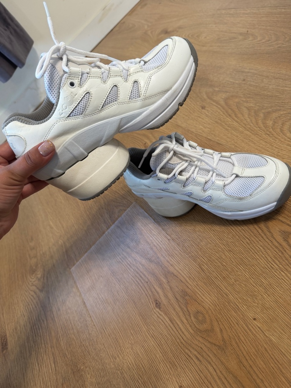 Z-Coil White Mesh & Leather Women's Sneaker with Gray Outsole